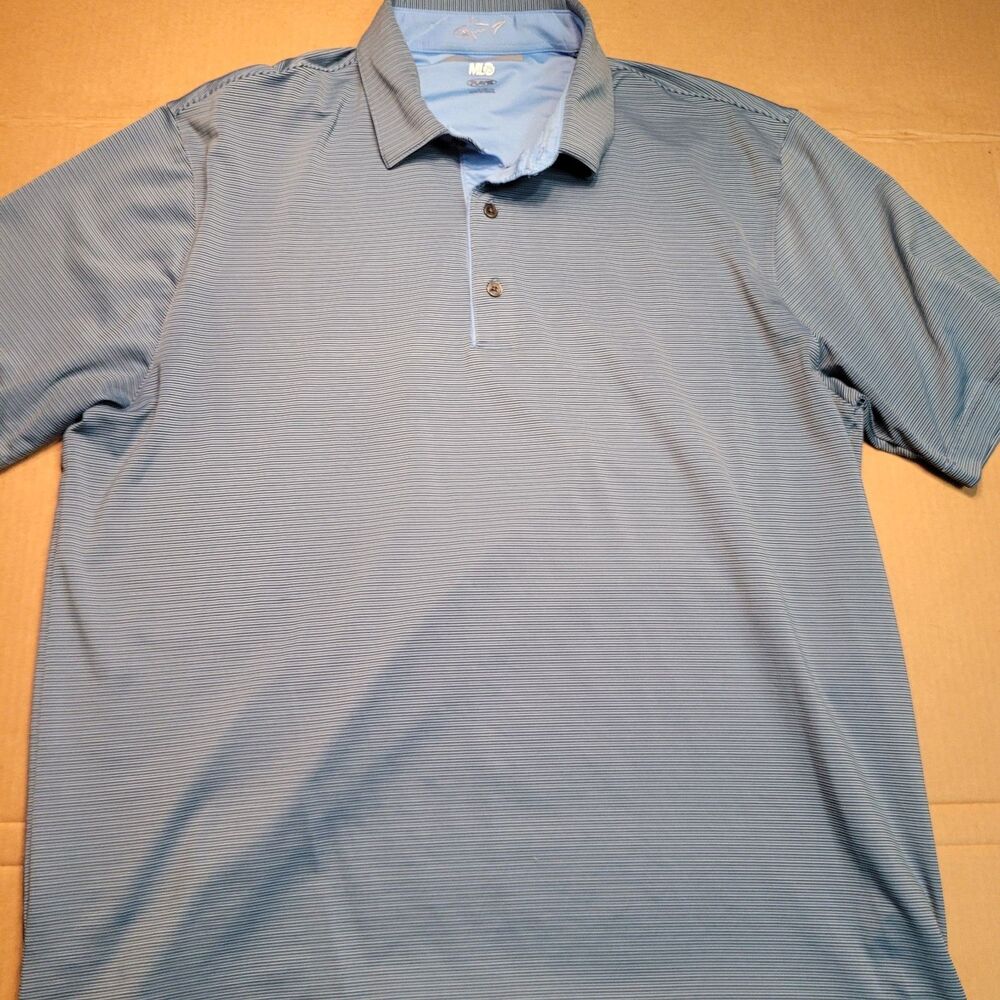 Greg Norman ML75 Playdry Polo Golf Shirt Mens Large Short Sleeve Striped